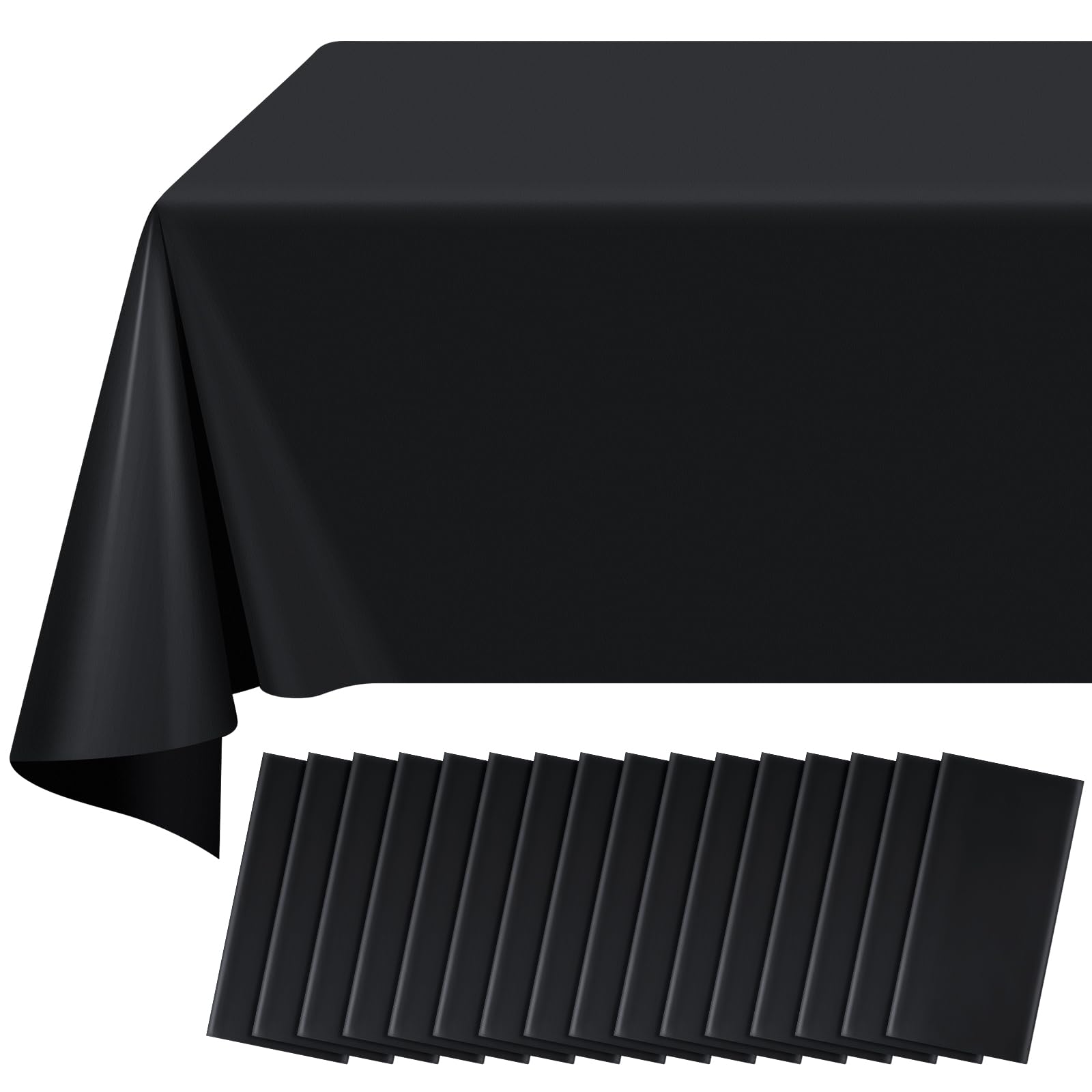 Toalha De Mesa Ragnhild Black Plastic, Pacote Com 16, 137 X 274 Cm, Retangular
