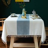 Toalha De Mesa Jiale Impermeável De Algodão De Linho 140x180cm Azul E Branco