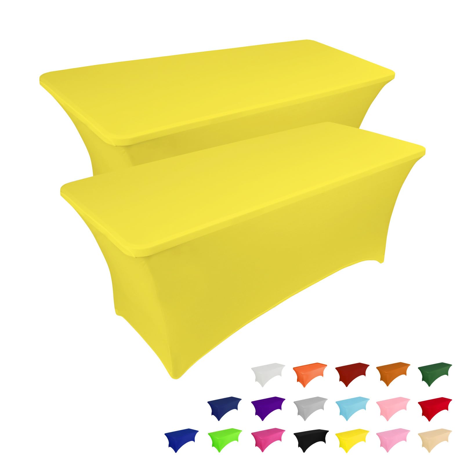 Toalha De Mesa Ivapupu, Pacote Com 2, 6 Pés, Retangular, Ajustada, Amarela