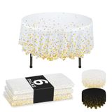 Toalhas De Mesa De Plástico Norzee, Pacote Com 6, Brancas, 84 Polegadas, Ouro Redondo