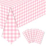 Toalha De Mesa Natnarr Pink Gingham, Pacote Com 6, 137x274cm Peva