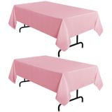 Toalha De Mesa Sancua Rosa Poliéster 152x259cm Para Mesa De 6 Pés, Pacote Com 2