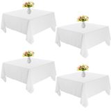 Toalha De Mesa Jalancy Square 132x132cm, Poliéster Branco, Pacote Com 4