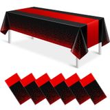 Toalha De Mesa De Festa Mashan Preta/vermelha De Plástico 137x274cm (6 Unidades)