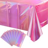 Toalhas De Mesa Funnypars Iridescent Pink Plastic 54 X 108 Em Pacote Com 8