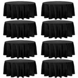 Toalha De Mesa Fivenl Redonda 229 Cm Poliéster Preta, Pacote Com 8