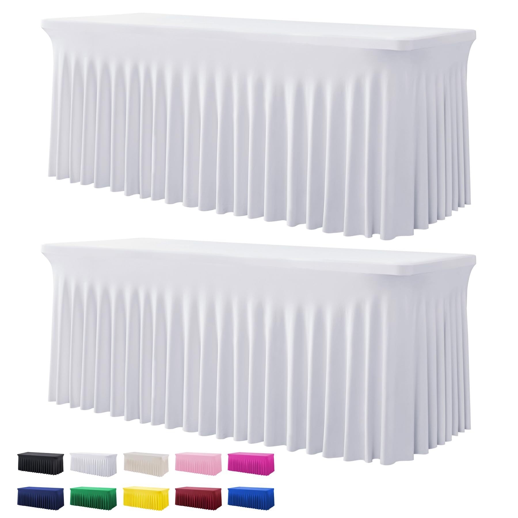 Toalha De Mesa Hyper, Pacote Com 2, Elastano Branco Para Mesa Retangular De 6 Pés