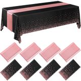 Conjunto De Toalhas De Mesa Breling, Pacote Com 8 Unidades, Preto/rosa, Ouro, Plástico/cetim