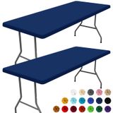 Toalha De Mesa Moosfor Spandex, Pacote Com 2 Para Mesa Retangular De 6 Pés, Azul Marinho