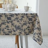 Toalha De Mesa Yihomer Pastoral Retangular De Linho 132x178cm Azul Escuro