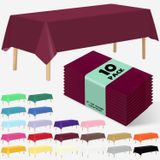 Toalha De Mesa De Plástico Descartável Jhdzdhy, Pacote Com 10, 137x274cm, Borgonha
