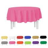 Toalha De Mesa De Plástico Descartável, Dimensões De Festa: 84 Cm, Redonda, Rosa