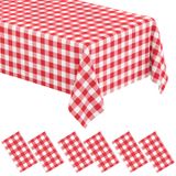Toalha De Mesa Wnink Red Gingham Retangular 137 Cm X 274 Cm, Pacote Com 6
