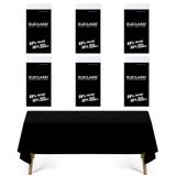 Toalha De Mesa De Plástico Eleclassi Preta, Pacote Com 6, Retângulo De 137x274cm