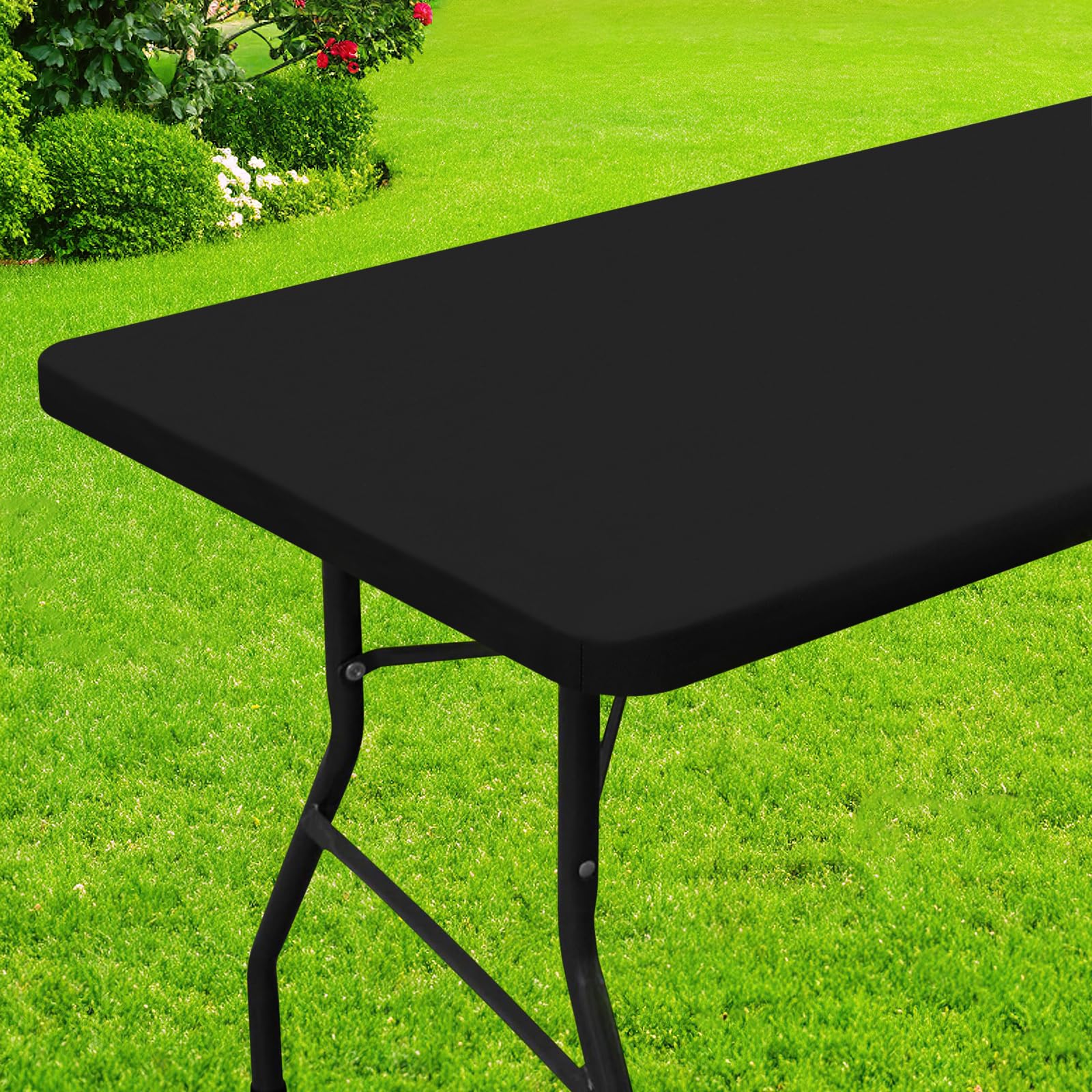 Toalha De Mesa Smiry Retangle Impermeável Para Mesa De 8 Pés Preta