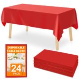 Toalha De Mesa De Plástico Descartável Rowin Sydd 54 X 108 Polegadas Vermelha (pacote Com 24)