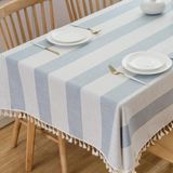 Toalha De Mesa Truedelve Em Tecido Listrado Azul E Branco 180x140cm