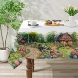 Toalha De Mesa Cusugbaso Easter 132x178cm Ovos De Coelho De Poliéster