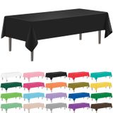 Toalha De Mesa Ysyj Descartável De Plástico 137x274cm Preta, Pacote Com 12