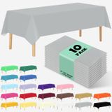 Toalha De Mesa De Plástico Descartável Jhdzdhy, Pacote Com 10, 137x274cm, Prata