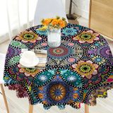 Toalha De Mesa Eikione Boho Redonda 152cm Poliéster Impermeável