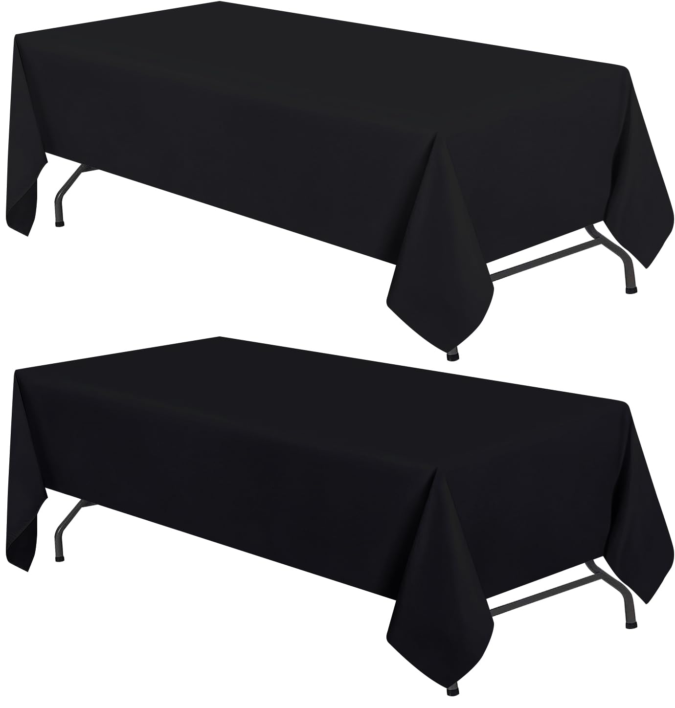 Toalha De Mesa Branca Clássica Wealuxe Preta 60x102 Polegadas Para Mesa De 6 Pés
