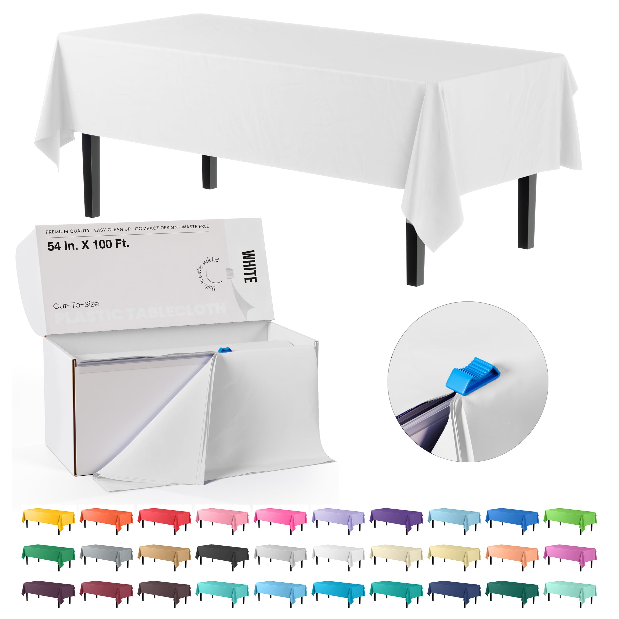 Tampa De Mesa Roll Exquisite White Plastic 137cm X 30m