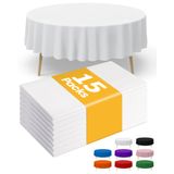 Toalha De Mesa Niuara White Plastic, Redonda 84", Pacote Com 15