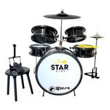 Bateria Infantil Profissional Chimbal Star Kids - Preto