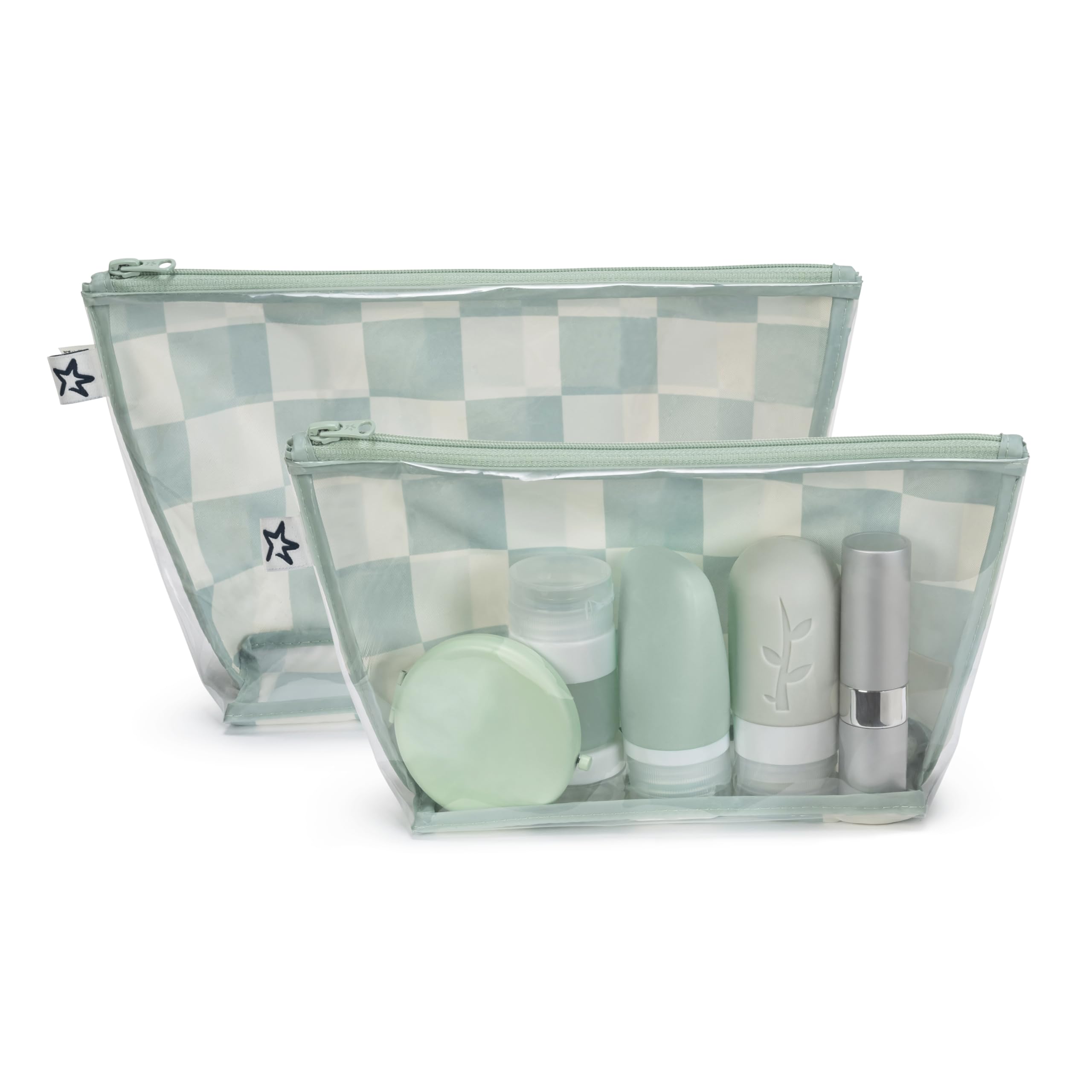 Pacote Com 2 Bolsas De Viagem Tiny Twinkle Mess-proof (sage Checkers)