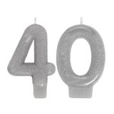 Velas Numéricas Amscan Sparkling Celebration 40th Silver 3