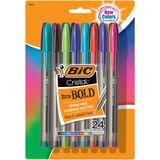 Caneta Esferográfica Bic Cristal Bold 1,6 Mm, Pacote Com 24 Cores Variadas
