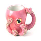 Caneca De Café 180d Pink Octopus Ceramic 3d Com Alça De Tentáculo