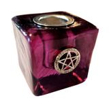 Castiçal New Age Source Mini Pentacle Purple Glass