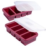 Bandeja Para Freezer Souper Cubes 250 Ml De Silicone Com Tampa, Pacote Com 2 Unidades De Cranberry