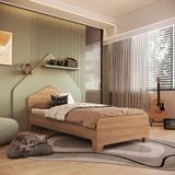 Cama Infantil Em Mdf 15cm Com Cabeceira Casinha 193cm X 95cm Dylan Louro Freijó / Cru