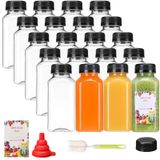Garrafas De Suco Superlele, 20 Unidades De Plástico De 240 Ml Com Tampas Reutilizáveis
