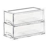 Gaveta De Armazenamento Empilhável Simpexpe Clear Pet Plastic, Pacote Com 2 Unidades