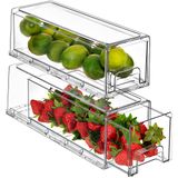 Gavetas De Geladeira Sorbus Clear Stackable Refrigerator, Pacote Com 2