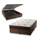 Conjunto Box Baú Allura Marrom 158x198x65 C/ Molas Ensacadas