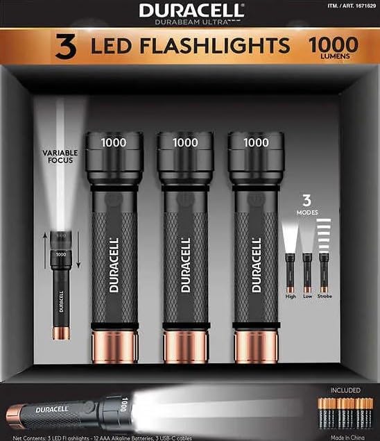 Lanterna Duracell Durabeam Ultra Led 1000 Lúmens, Pacote Com 3