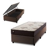 Conjunto Box Baú Allura Marrom 96x203x65 C/ Molas Ensacadas