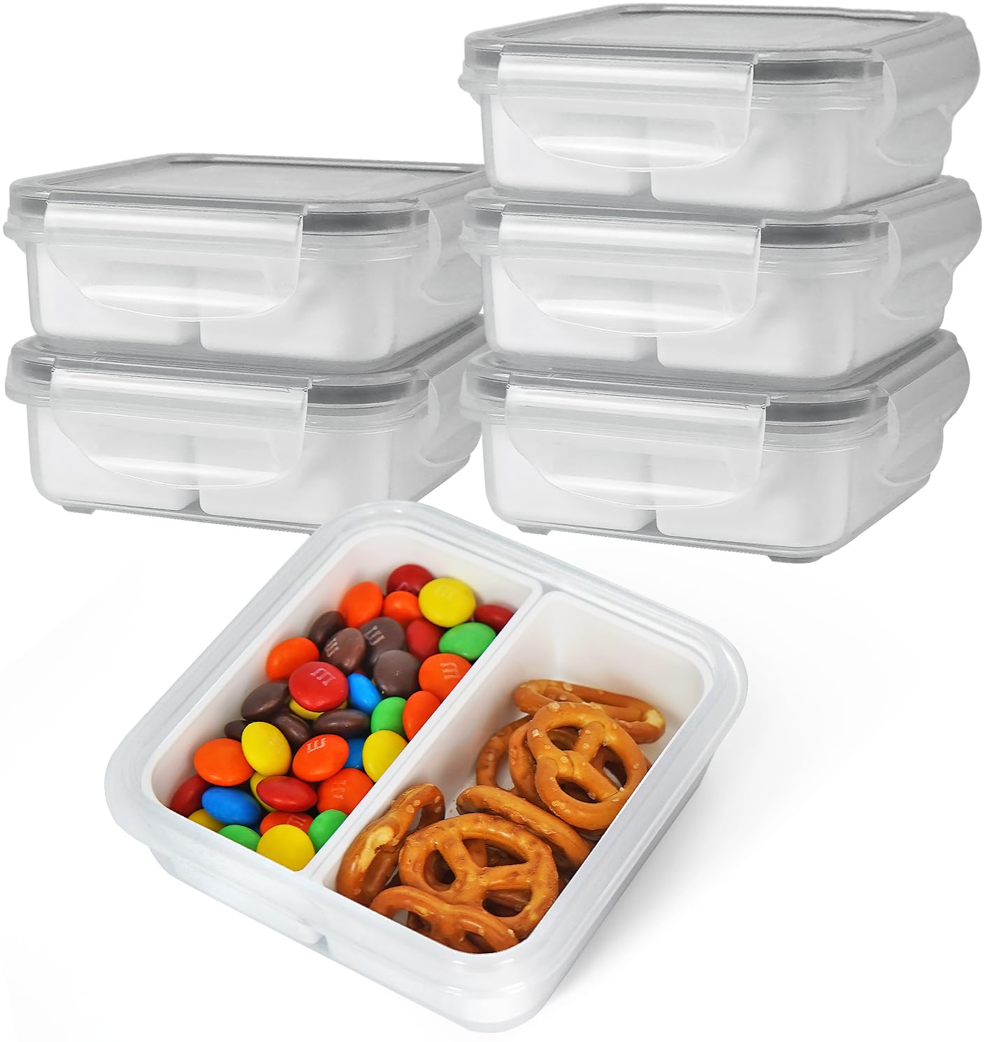 Recipientes Para Lanches Carrotez, 2 Compartimentos, 270 Ml, Pacote Com 6