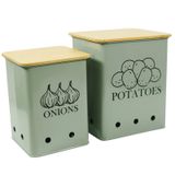 Conjunto De 2 Latas De Armazenamento De Vegetais De Cozinha Para Batata, Cebola E Alho Gdfjiy
