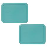 Tampas Turquesas Pyrex 7210-pc Para Armazenamento De Alimentos, Pacote Com 2 Tampas Turquesas