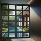 Porta De Correr De Aluminio 210x150cm 3 Folhas Moveis Preto
