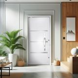 Porta Lambri Pivotante De Aluminio 215x100cm Com Puxador Oval Branco
