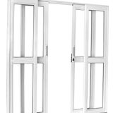 Porta De Correr De Aço 215x200cm Com Vidro Ideal Crv Esquadrias Branco