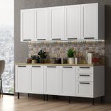 Cozinha Americana 200cm 6 Peças 9 Portas E 3 Gavetas Branco