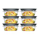 Conjunto De Armazenamento De Alimentos Utensiliux Rubbermaid Premier 1,25 L 12 Unidades